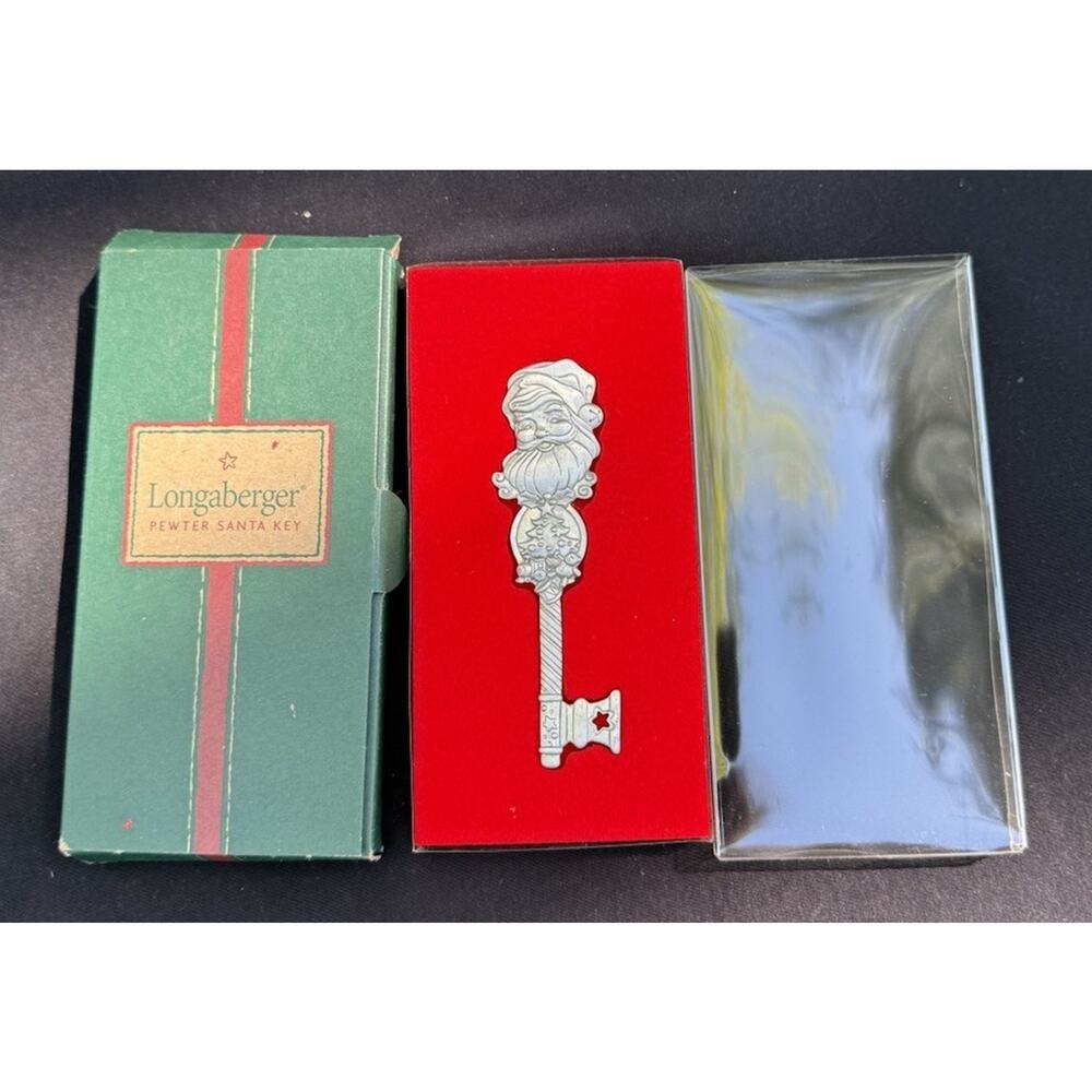 2001 Longaberger Pewter Santa Key In Box Christmas Collectible Ornament New LO11